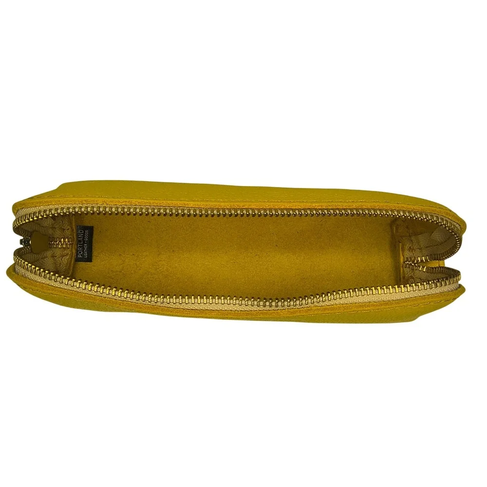 Portland Leather Goods Sidekick Pouch Canary Yellow Leather Pencil Case NEW